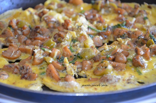 omelette aux champignons et olives
