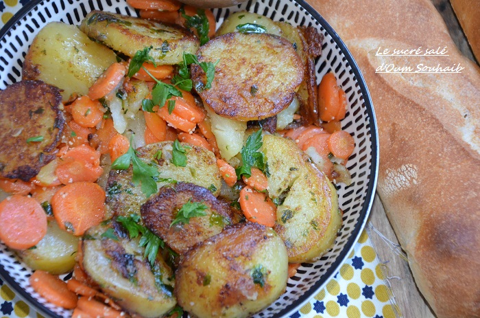 carottes et pommes de terre sautées à la poêle